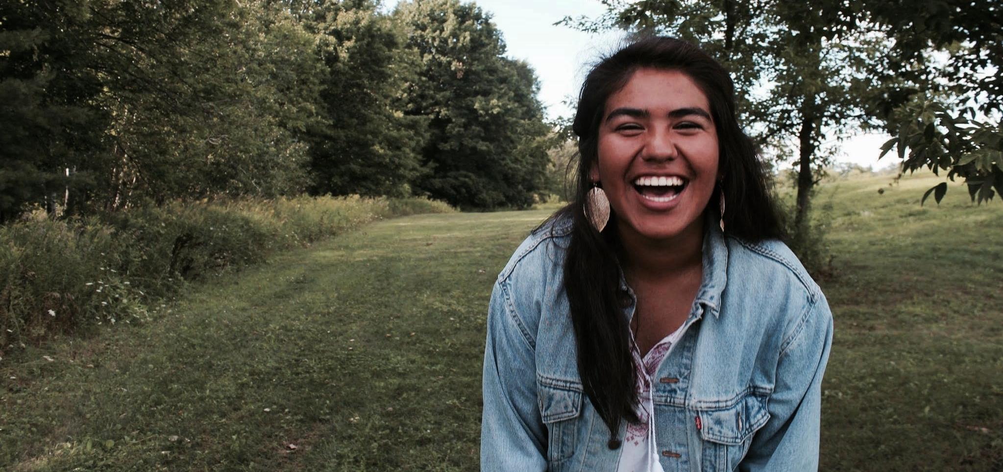 joyful woman outdoors