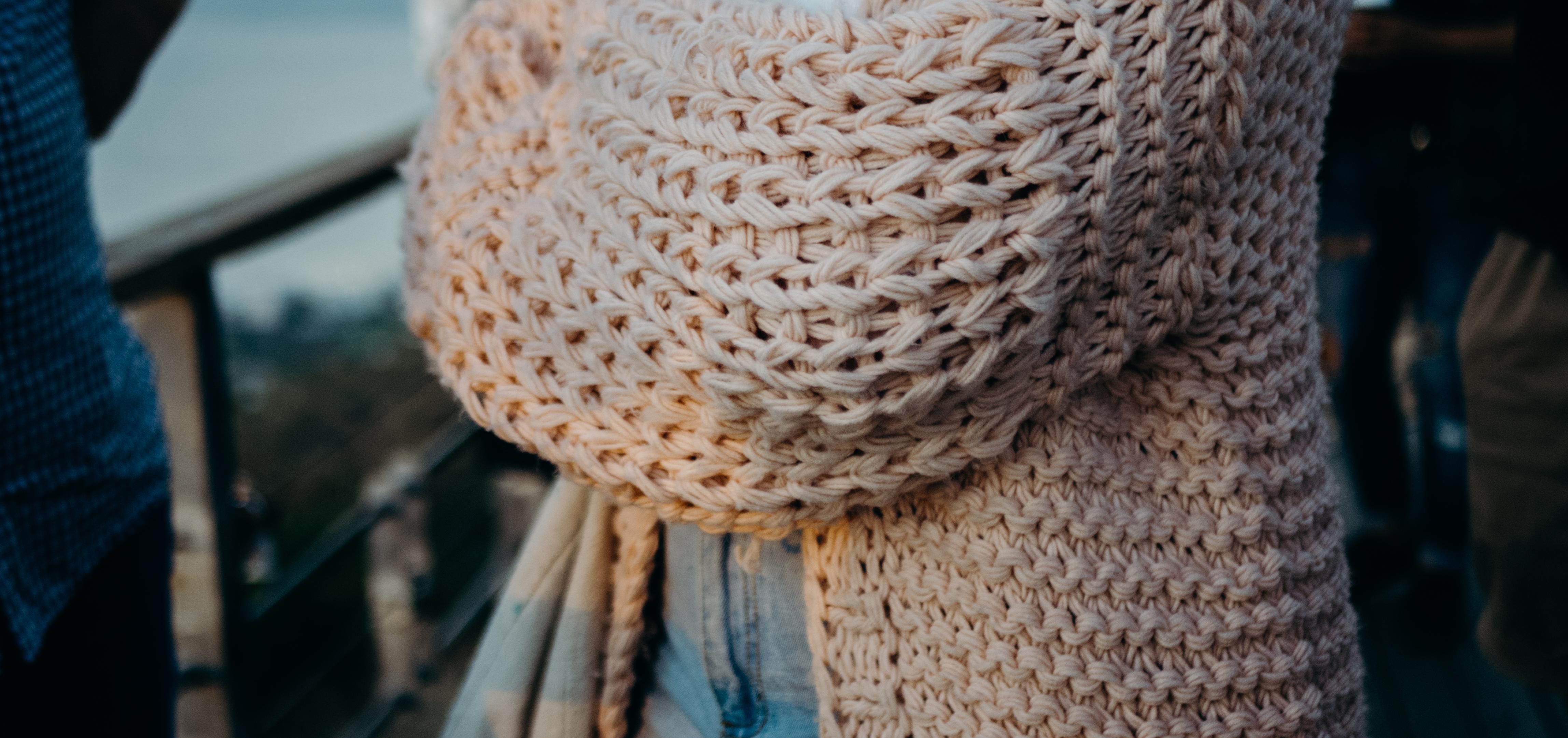 Woman in chunky sweater